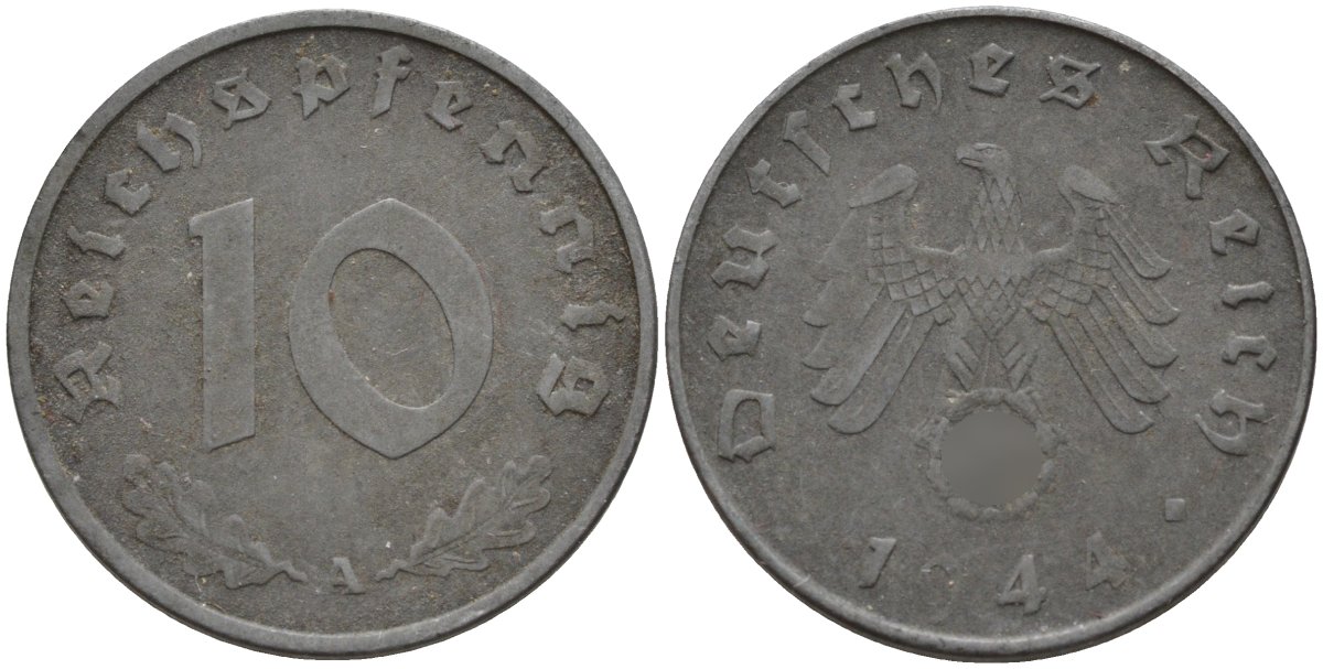 Германия 10 рейхспфеннигов 1944 A KM 101, J.371 цинк 4151-269