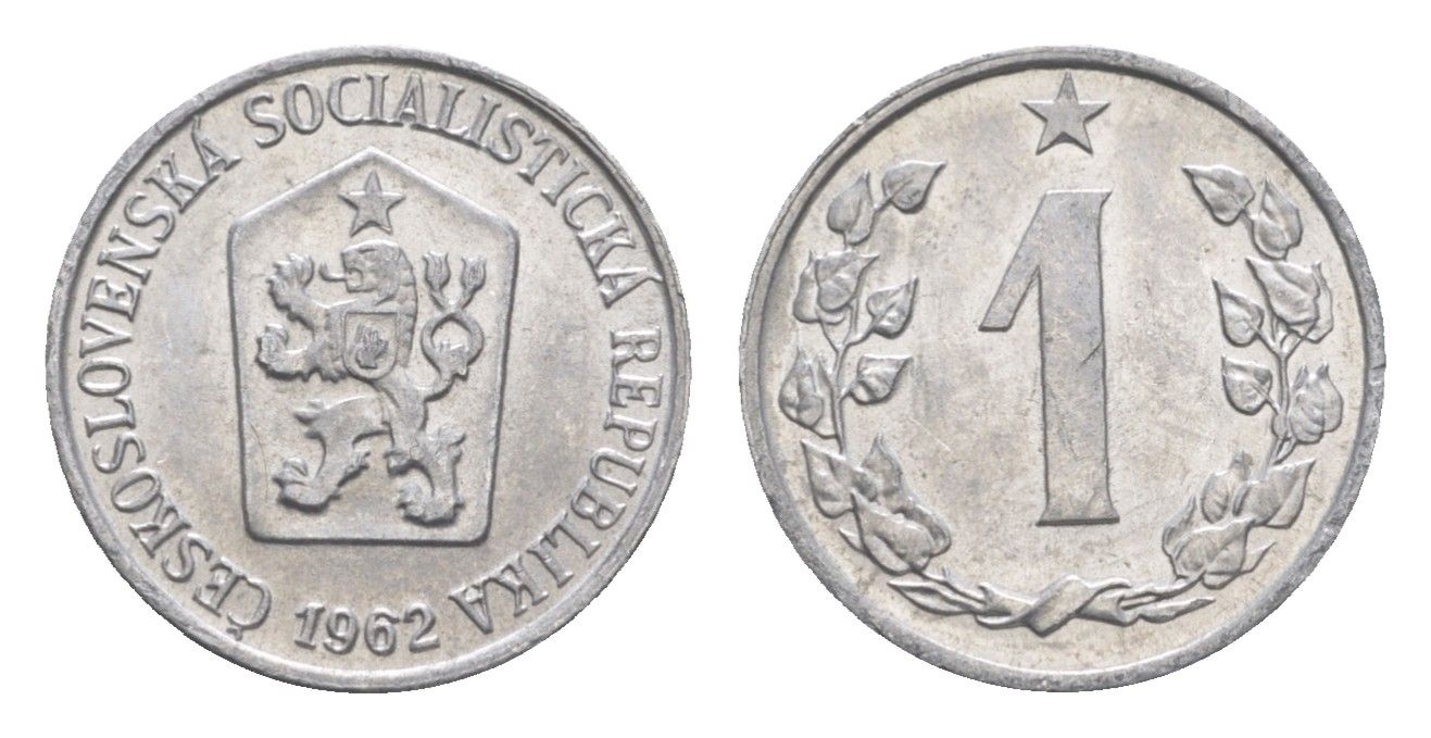 Чехословакия 1 геллер 1962 KM 51 алюминий UNC 4651-553