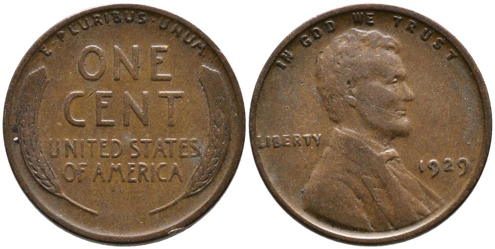 США 1 ЦЕНТ 1929 ЛИНКОЛЬН KM 132 бронза 4549-751