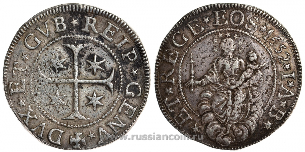Генуя 1 скудо 1652 IAB, республика KM 79, Dav. 3901, Lunardi 260 серебро 00-805-58