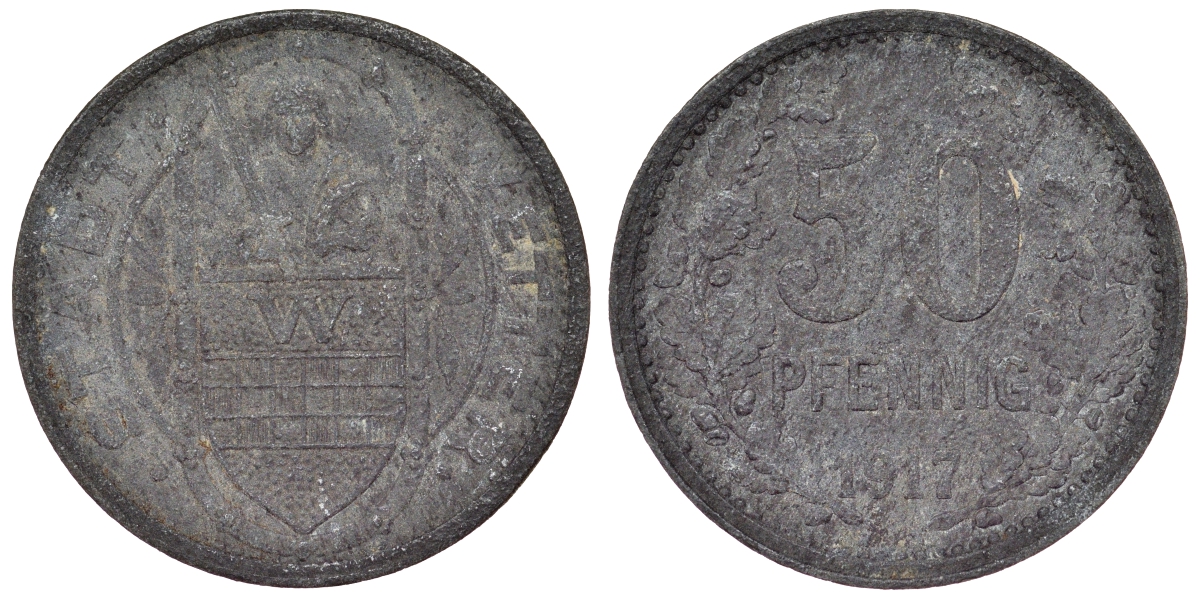 Германия, Веттер 50 пфеннигов 1917 Северный Рейн-Вестфалия, нотгельд Funck 600.2 цинк 4121-253