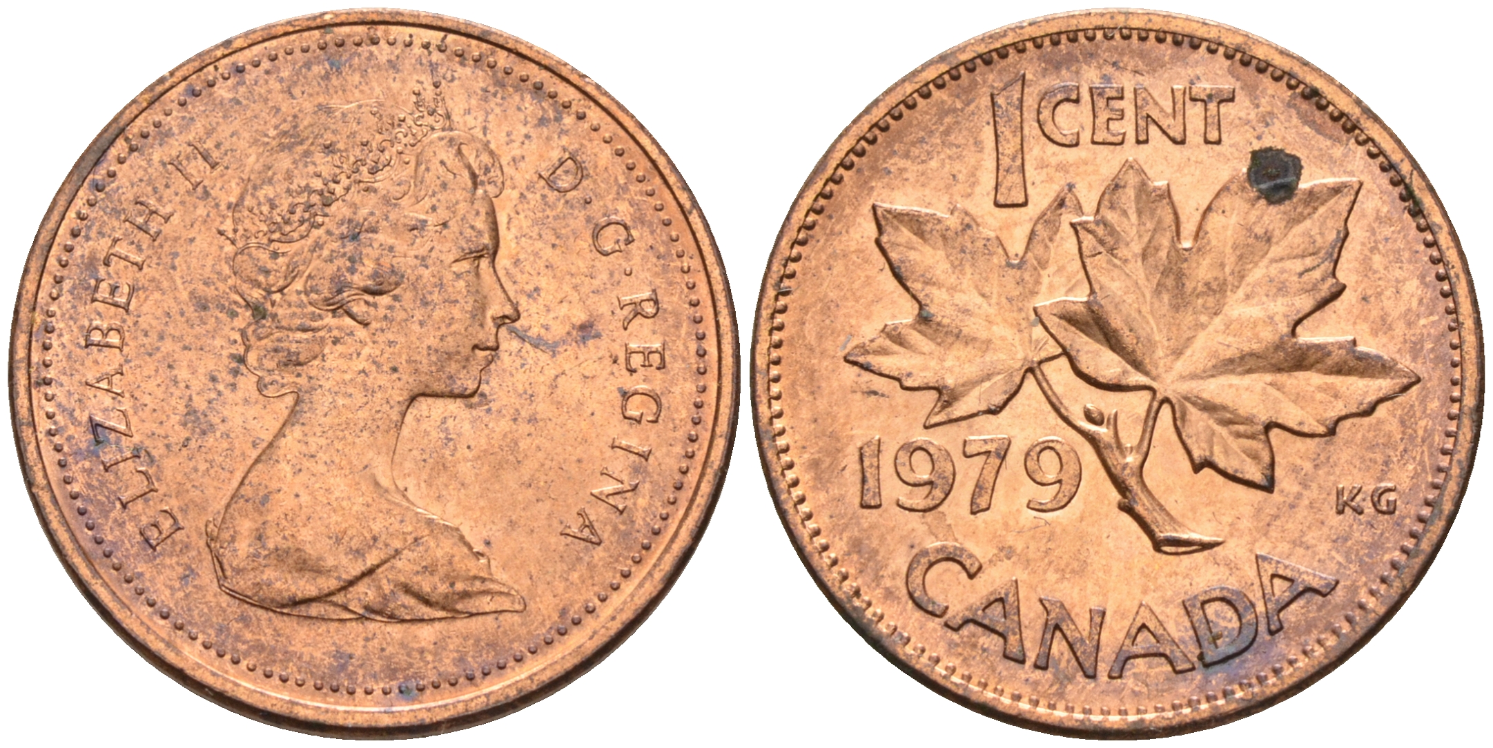 Канада 1 цент 1979 Елизавета II (1952-2022), кленовый лист KM 59.2 бронза   4147-266