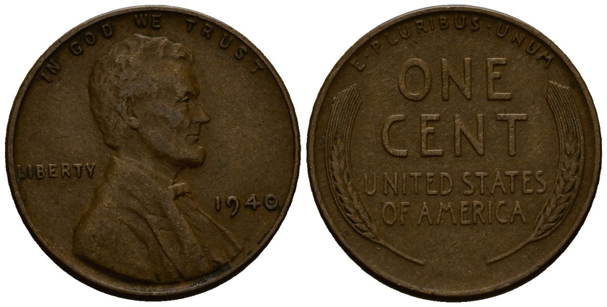 США 1 цент 1940 Линкольн KM 132 бронза 4164-818