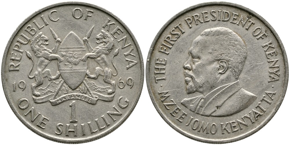 Кения 1 шиллинг 1969 Джомо Кениата KM 14 медно-никель 4529-1021
