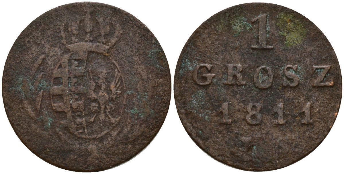 Польша 1 грош 1811 IS, Фридрих Август III (1806-1827) C 81 медь 4158-524