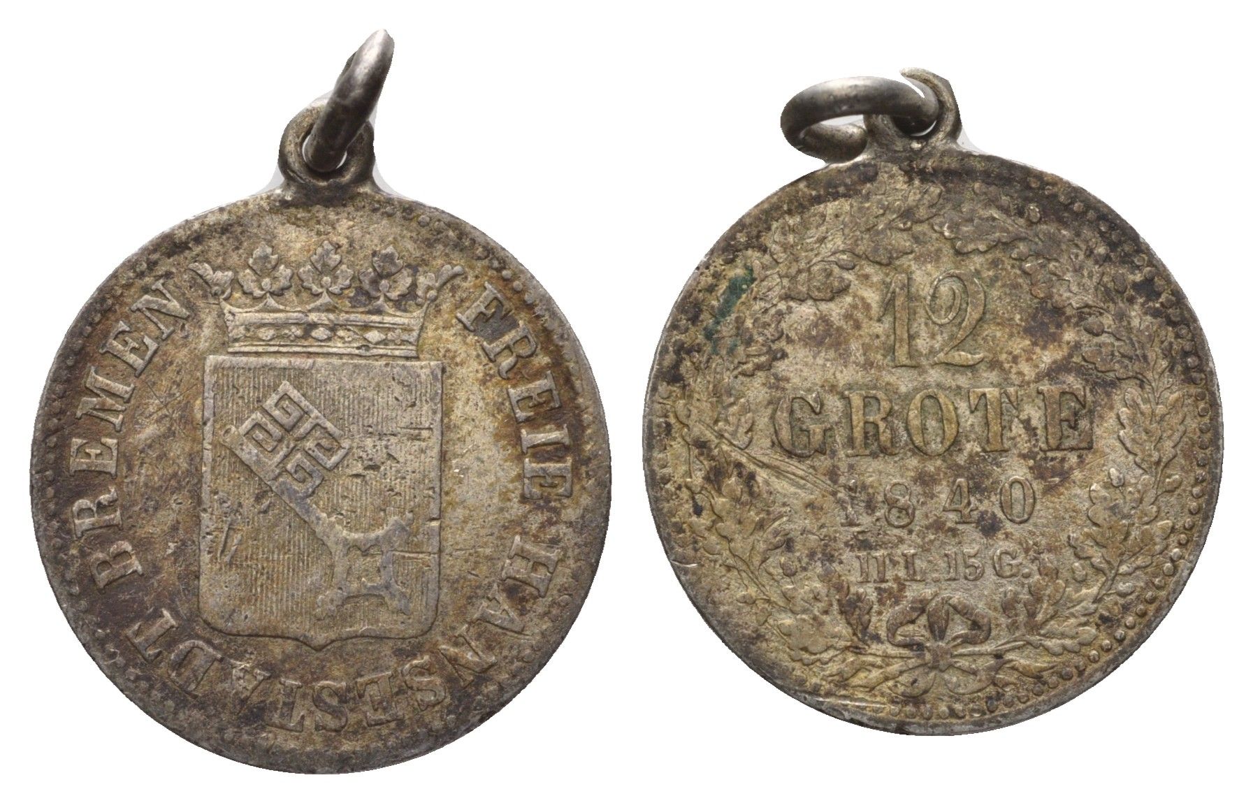 Бремен 12 гротенов 1840 KM 232 серебро 1520-1121
