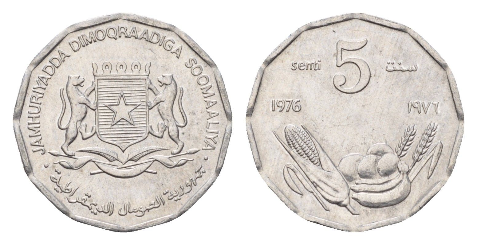 Сомали 5 центов 1976 год-тип KM 24 алюминий UNC 4679-125