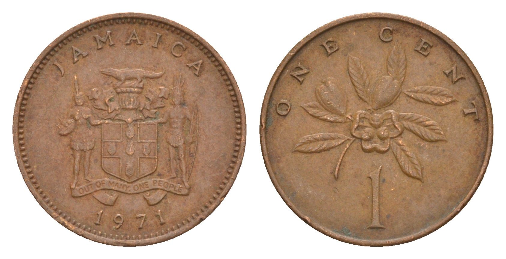 Ямайка 1 цент 1971 KM 45 бронза 4649-1039