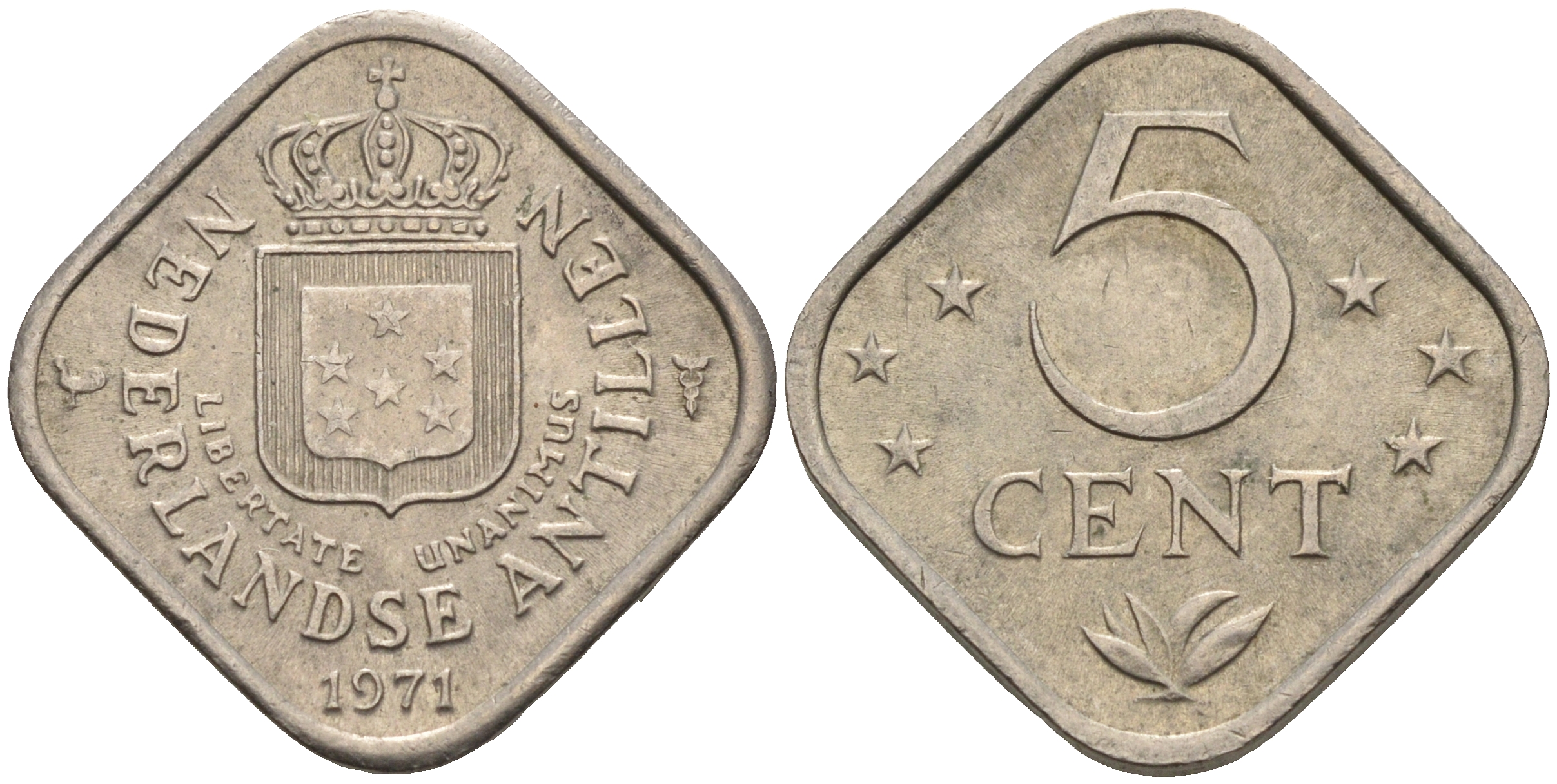 Нидерландские Антилы 5 центов 1971 Юлиана (1948-1980) KM 13 медно-никель 4595-433