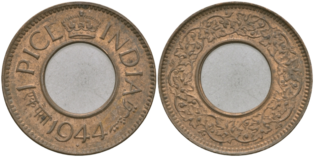 Британская Индия 1 пайс 1944 Георг VI (1936-1952) KM 533 бронза 33-1123