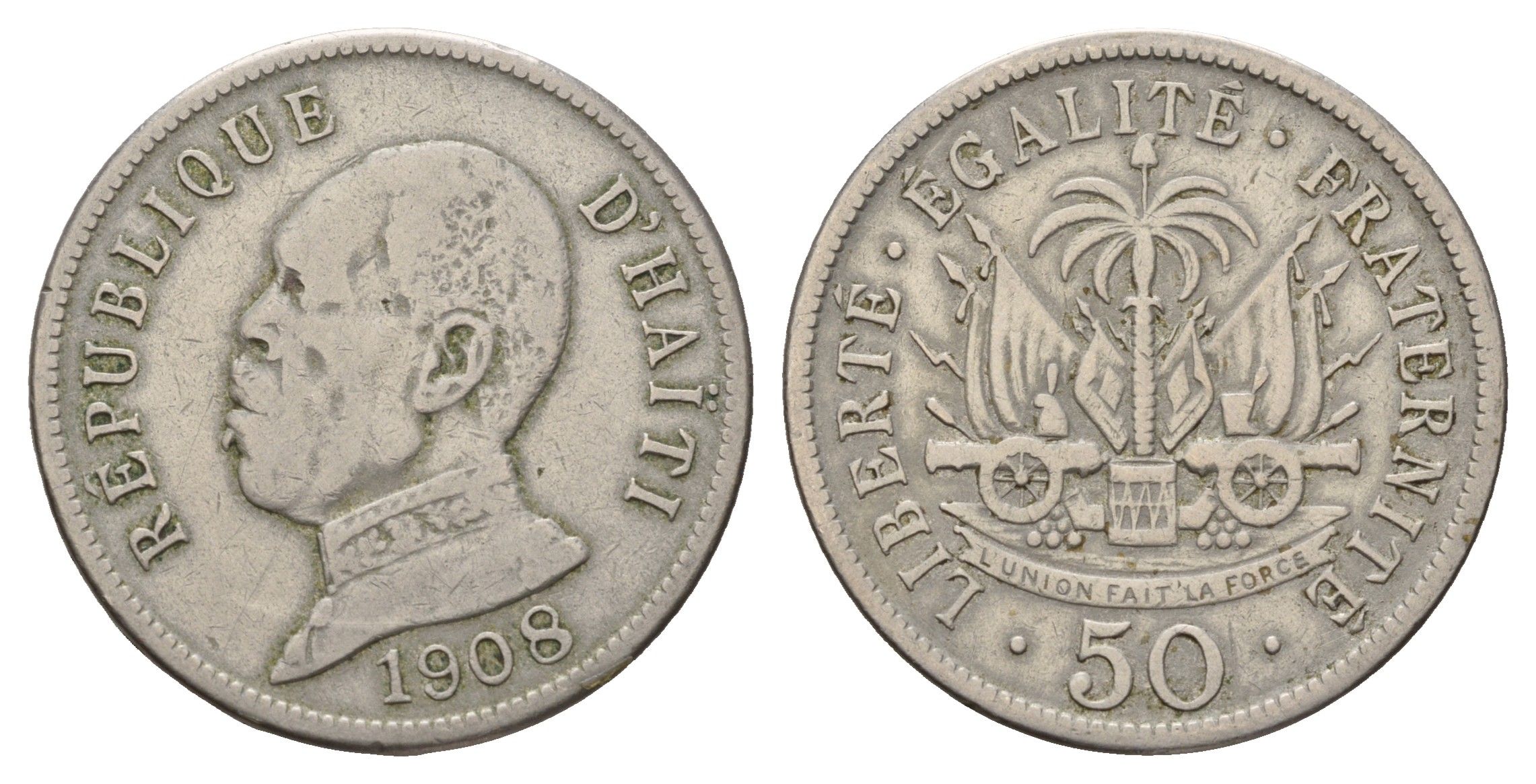 Гаити 50 сантимов 1908 KM 56 медно-никель 1515-314