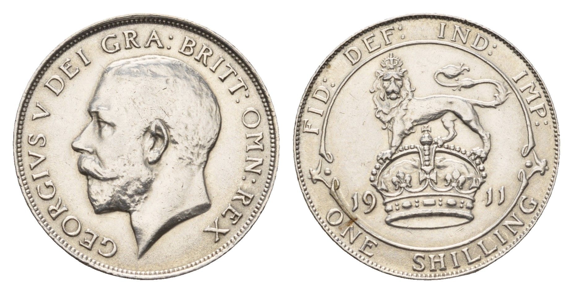 Великобритания 1 шиллинг 1911 Георг V (1910-1936) KM 816, Spink 4013 серебро aUNC 443-1323
