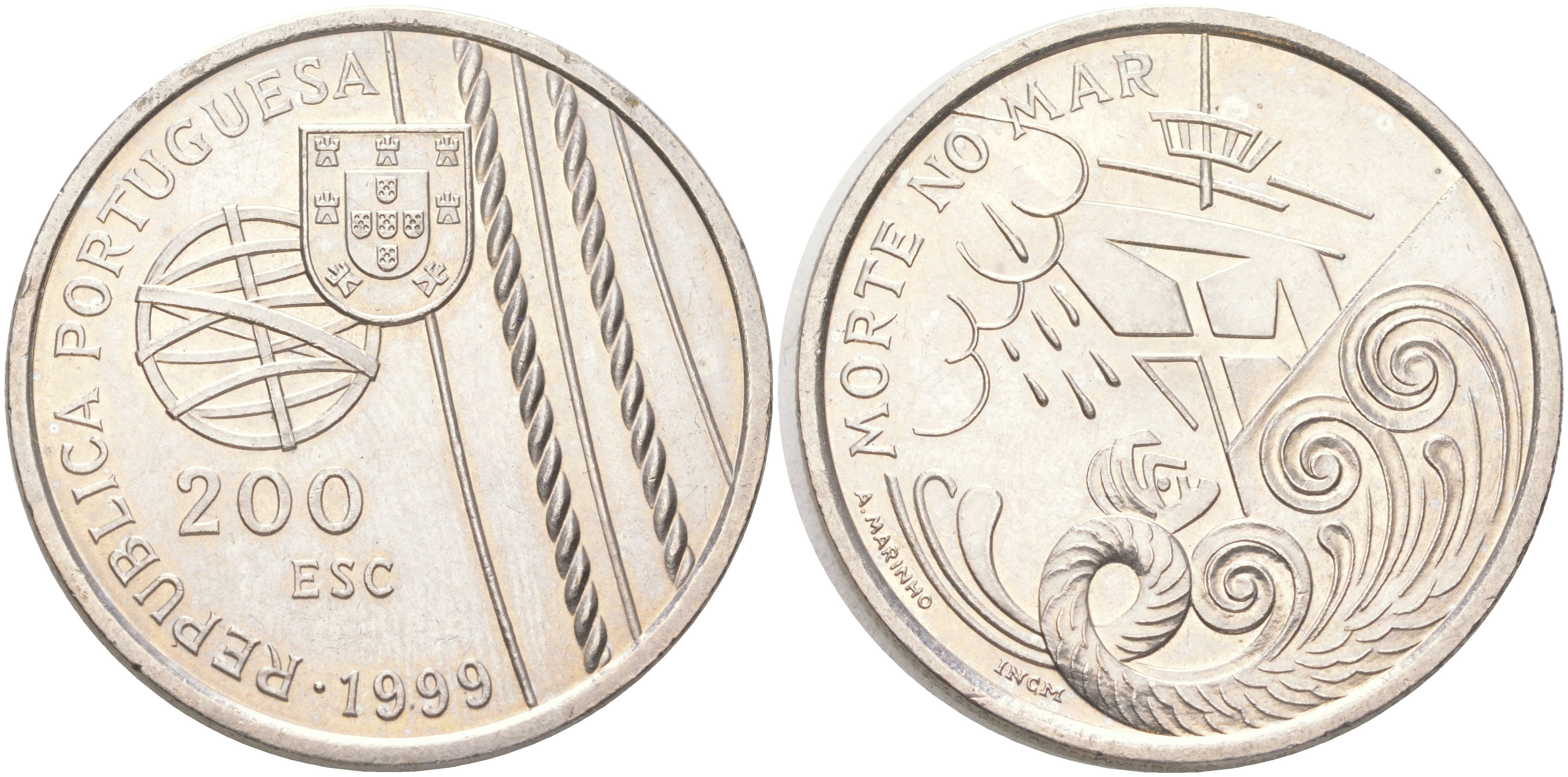 Португалия 200 эскудо 1999 Смерть в море KM 716 медно-никель UNC 4677-511