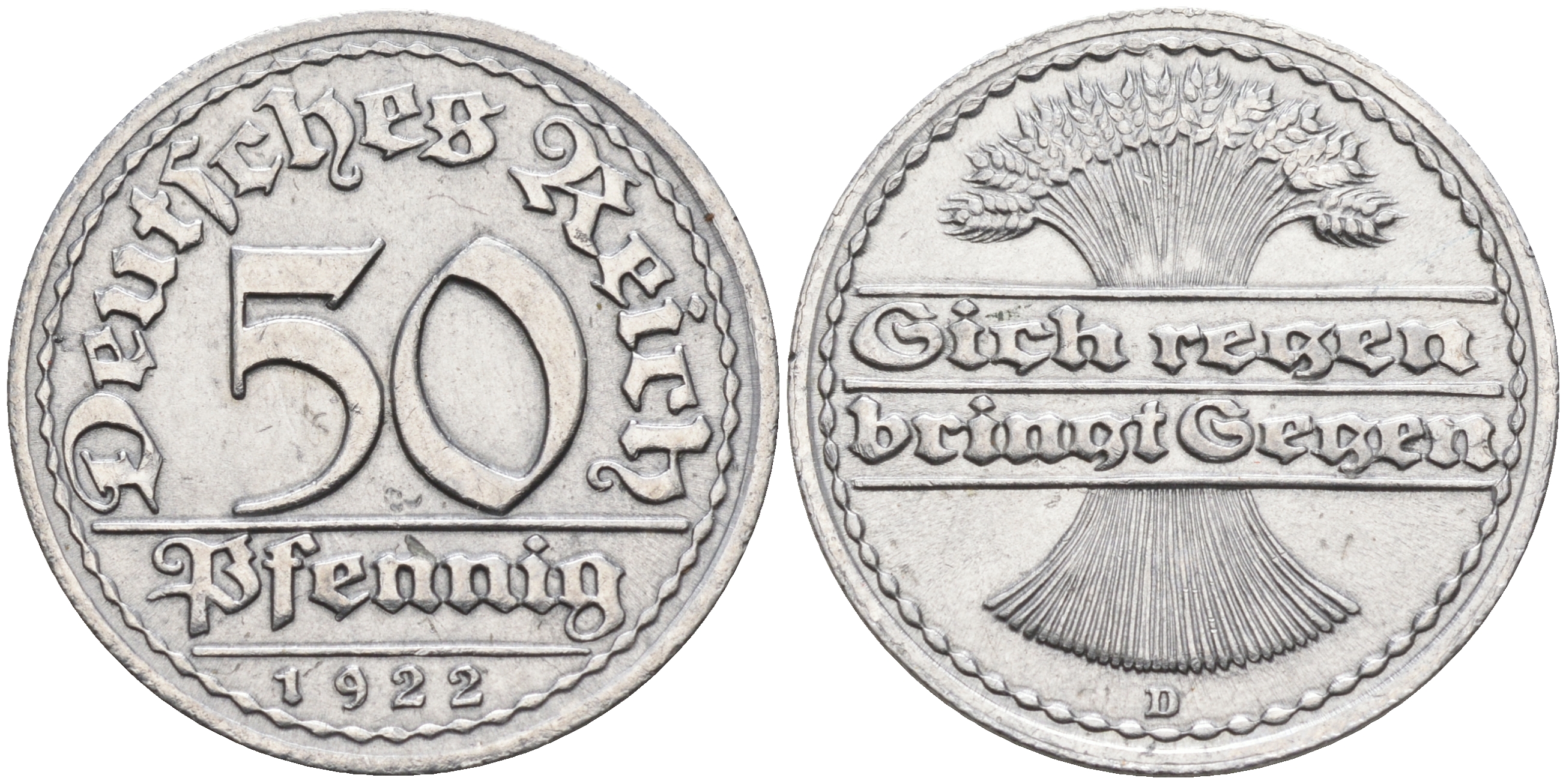 Германия 50 пфеннигов 1922 D KM 27, J. 310 алюминий    4595-142