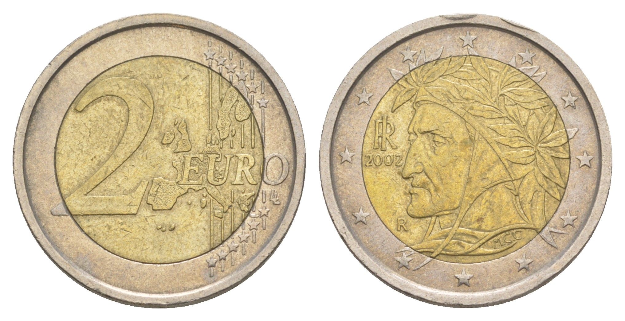 Италия 2 евро 2002 KM 217 биметалл 4629-446