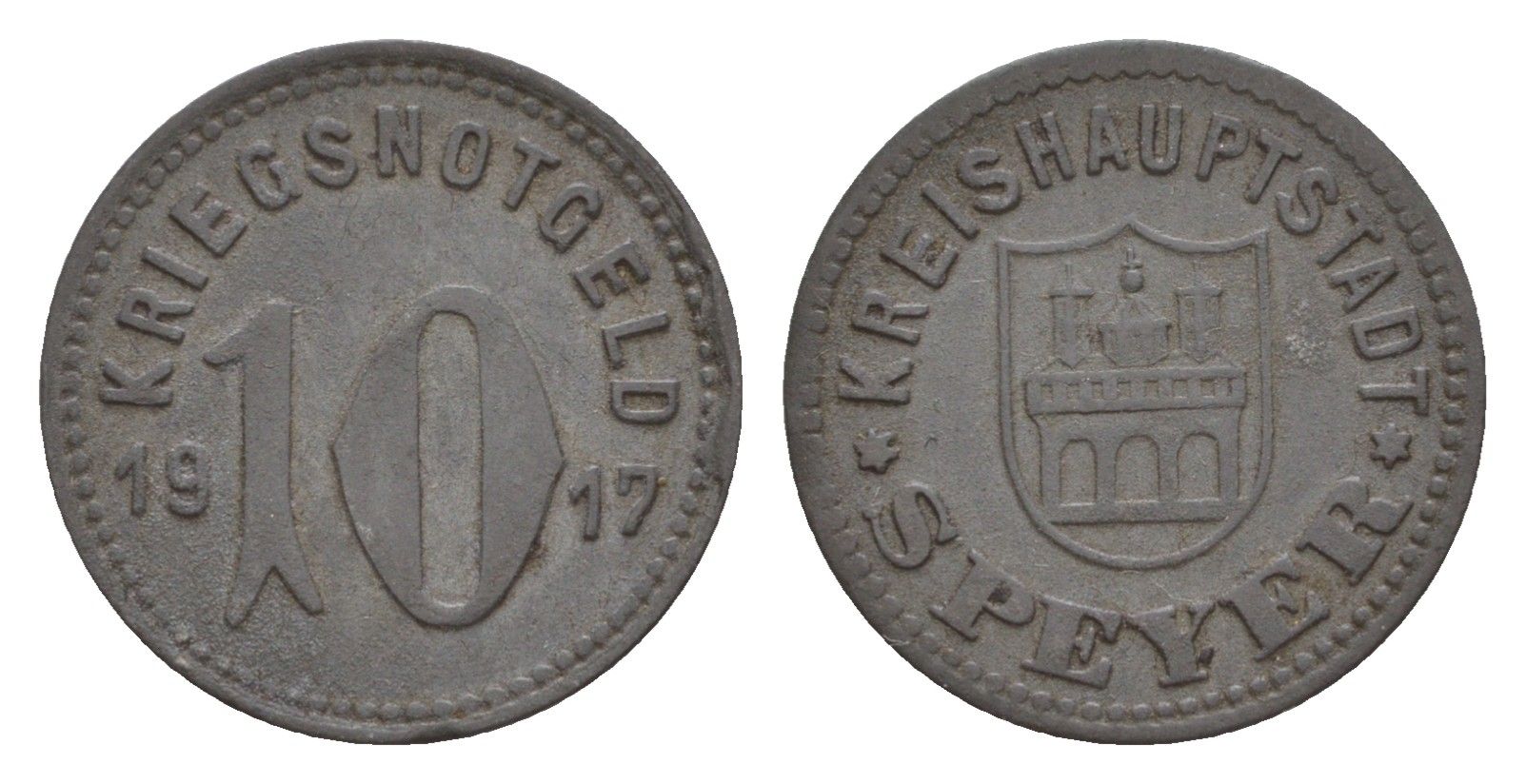 Шпайер 10 пфеннигов 1917 Funck 513.2, Men18 29758.2 цинк 4547-167