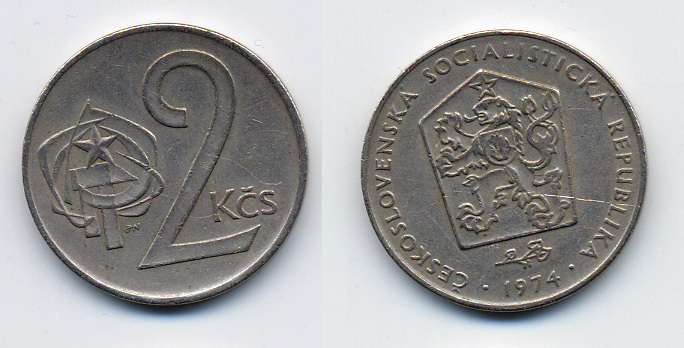 Чехословакия 2 кроны 1974 KM 75 медно-никель 46-1067