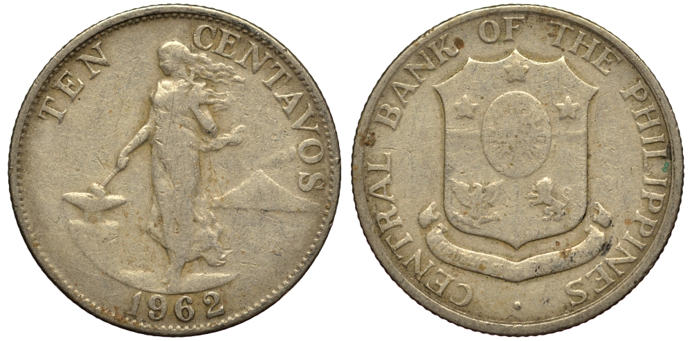 ФИЛИППИНЫ 10 СЕНТИМО 1962 KM 188 медь цинк никель G 4181-267