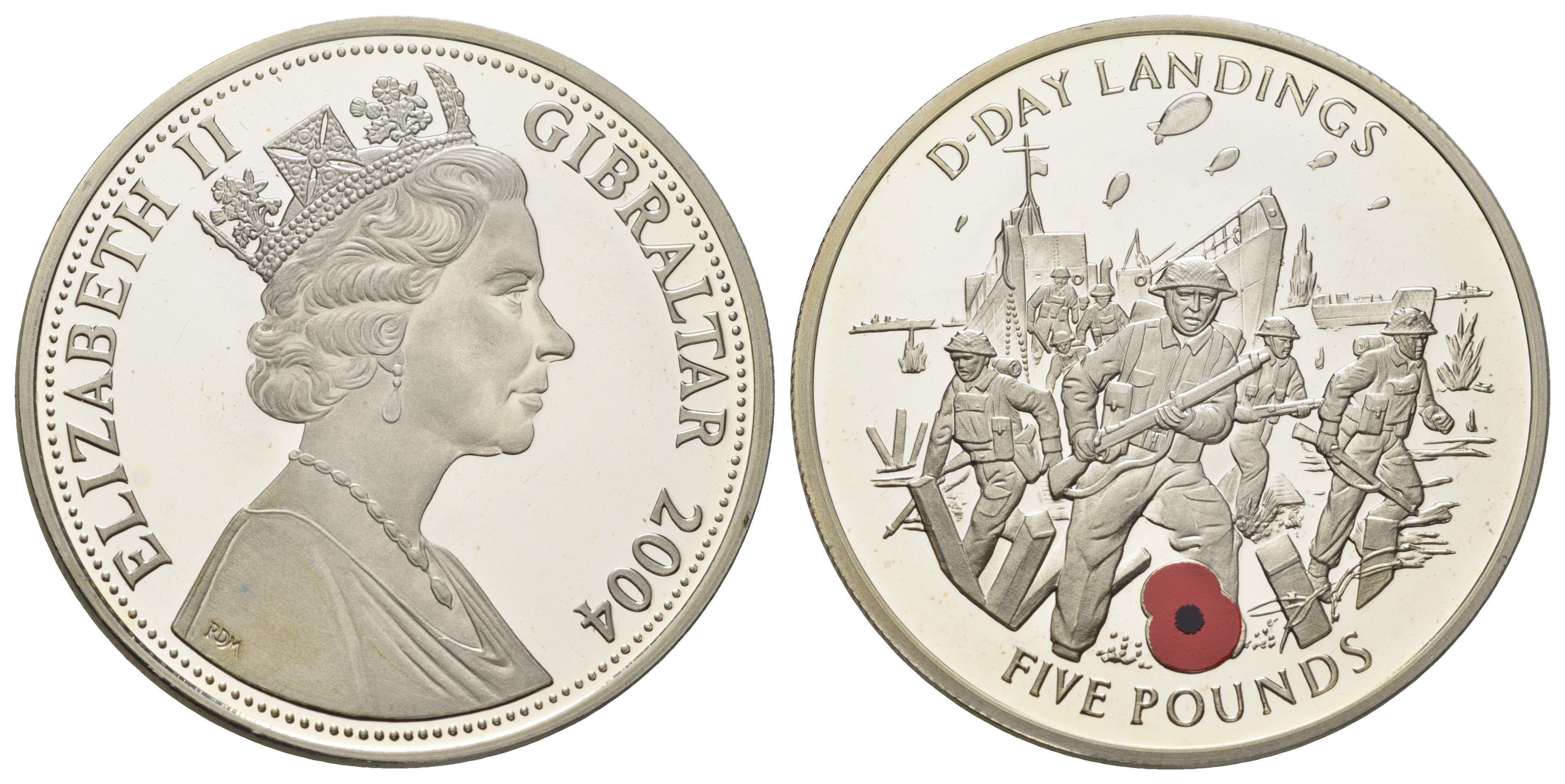 Гибралтар 5 фунтов 2004 Мост Пегас KM 1171 серебро PROOF 11-078-21