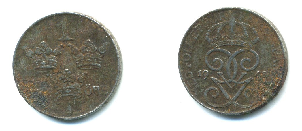 Швеция 1 эре 1948 Густав V (1907-1950) KM 811 железо 23-917