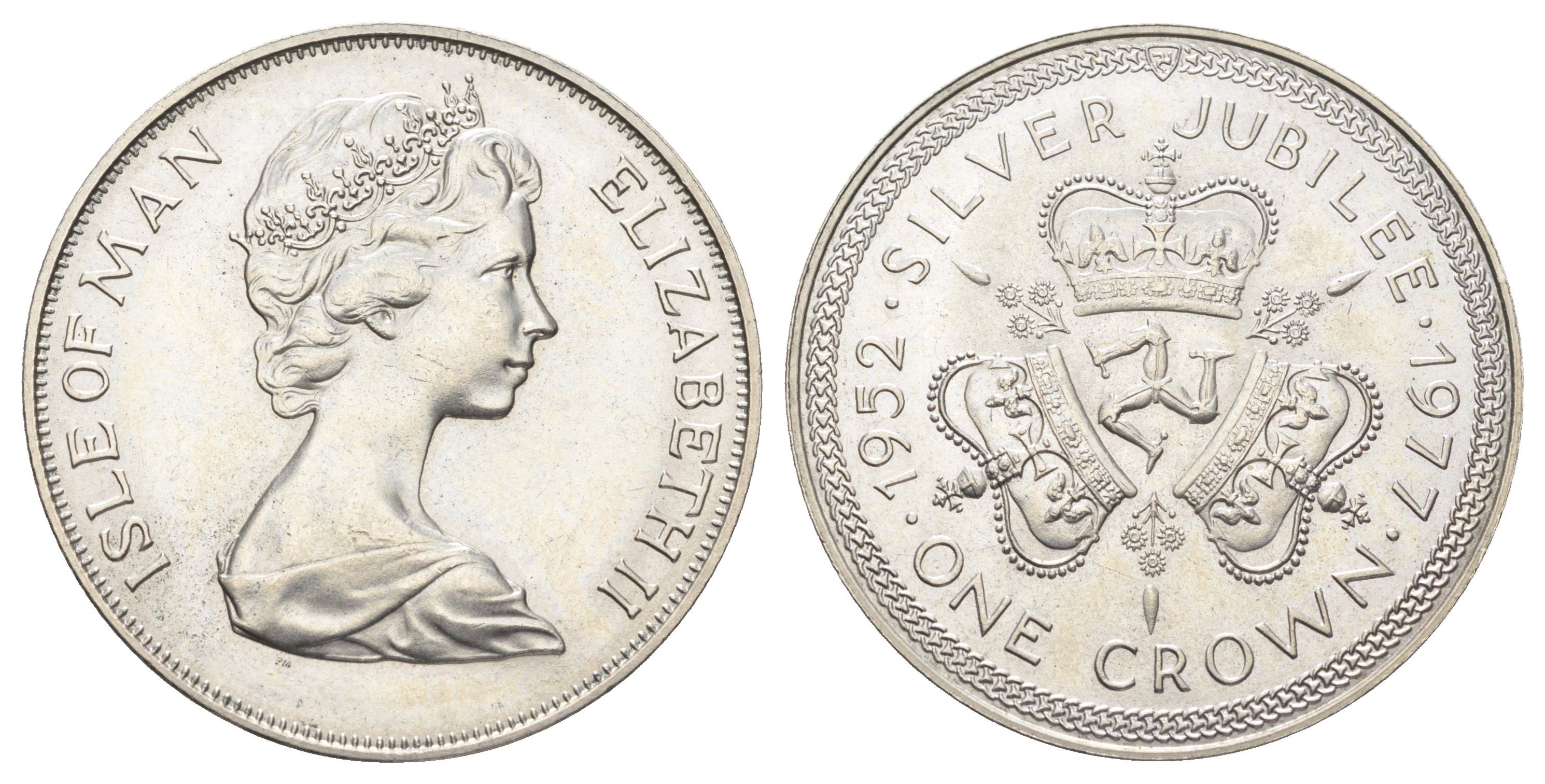 Остров Мэн 1 крона 1977 25 лет правления Королевы Елизаветы II KM 41 медно-никель BU 11-167-34