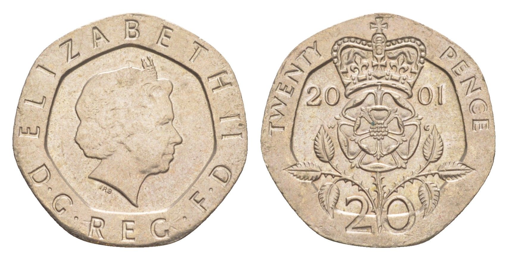 Великобритания 20 пенсов 2001 Елизавета II (1952-2022) KM 990, Spink 4630 (G3) медно-никель 4639-923