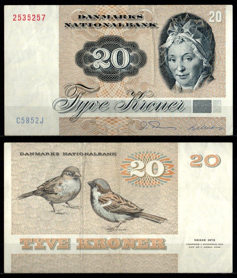 Дания 20 крон 1985 Pick 49 бумага 2198-14-1-1