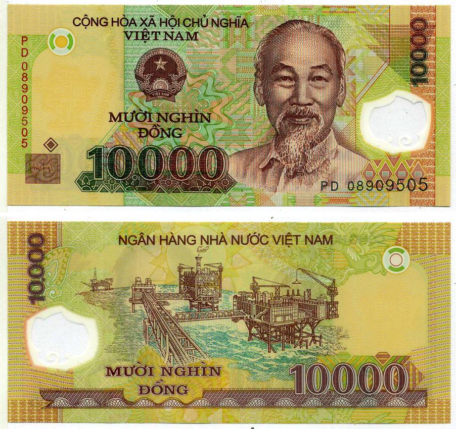 Вьетнам 10000 донгов 2008 Хо Ши Мин, нефтяная платформа Pick 119 с пластик UNC (пресс) 8615-56-2-2