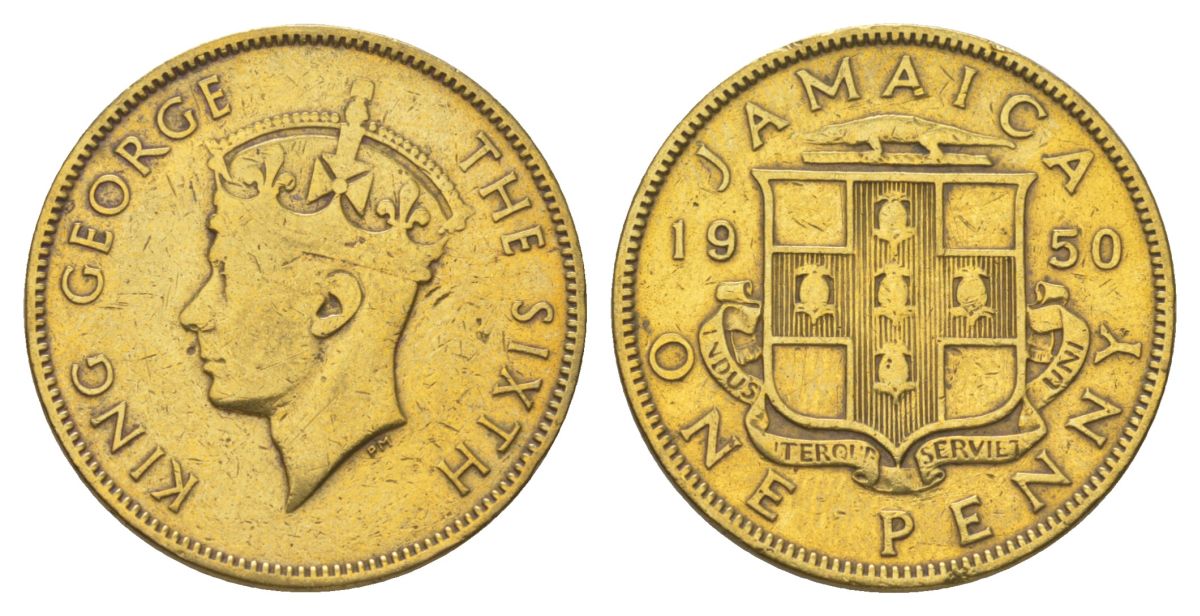 Ямайка 1 пенни 1950 KM 35 никель латунь 4628-554