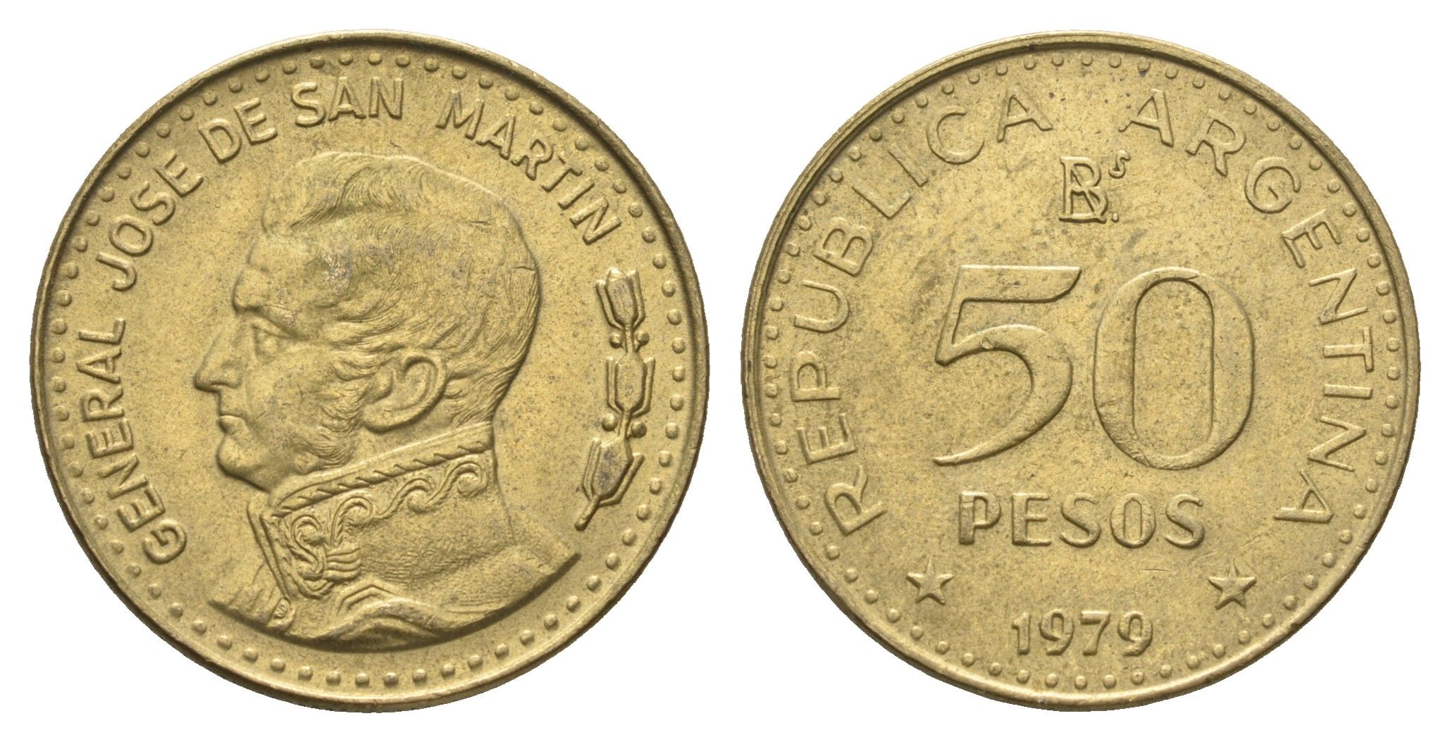 Аргентина 50 песо 1979 KM 83 алюминиевая бронза 4663-711