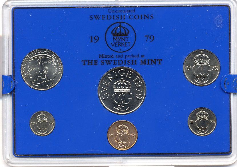 Швеция набор монетного двора из 6 монет 1979 в пластике Карл XVI Густав (1973- ) KM MS11 UNC 4-3-6-100