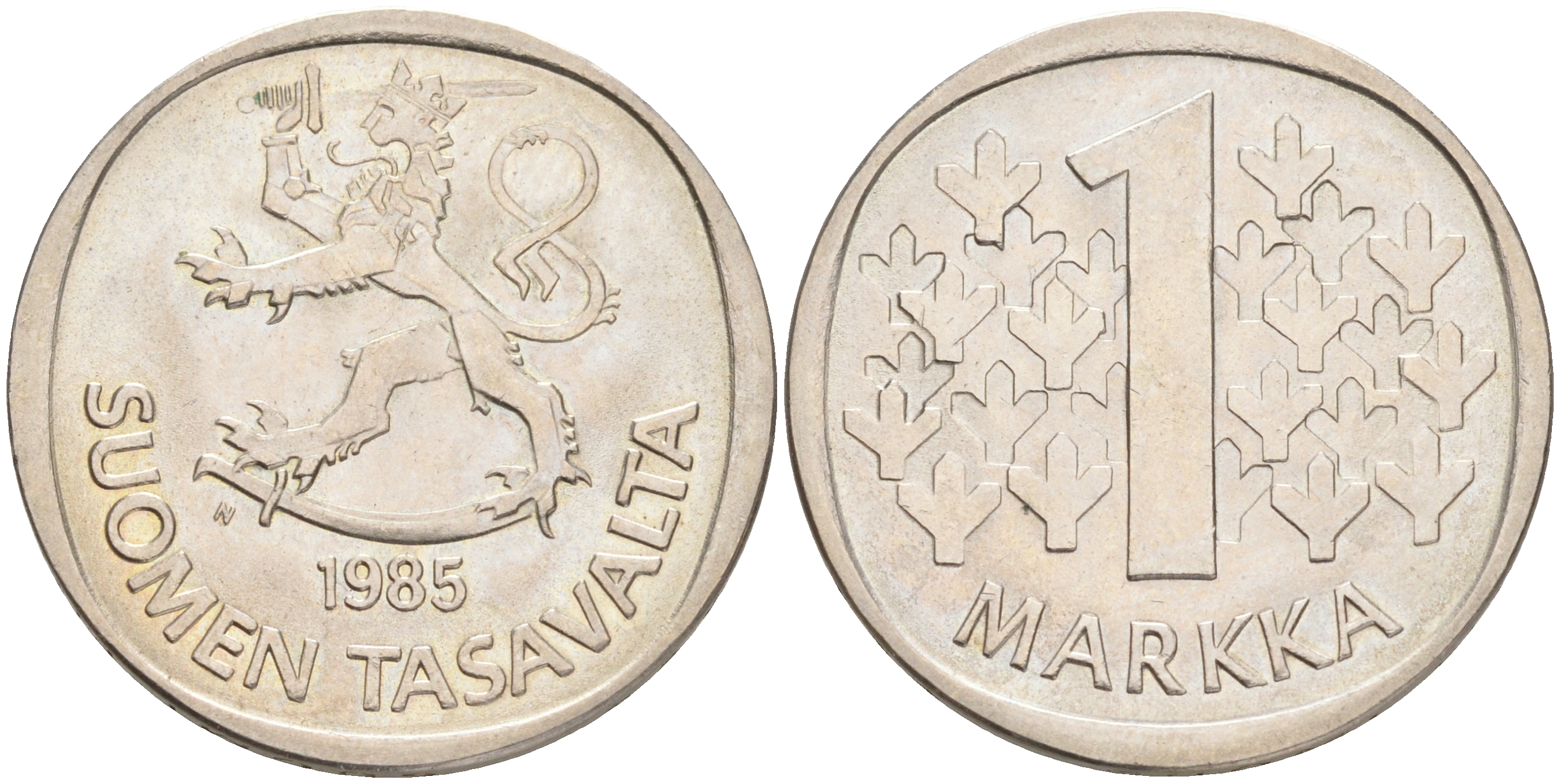 ФИНЛЯНДИЯ 1 МАРКА 1985 N KM 49а медно-никель UNC 4556-736