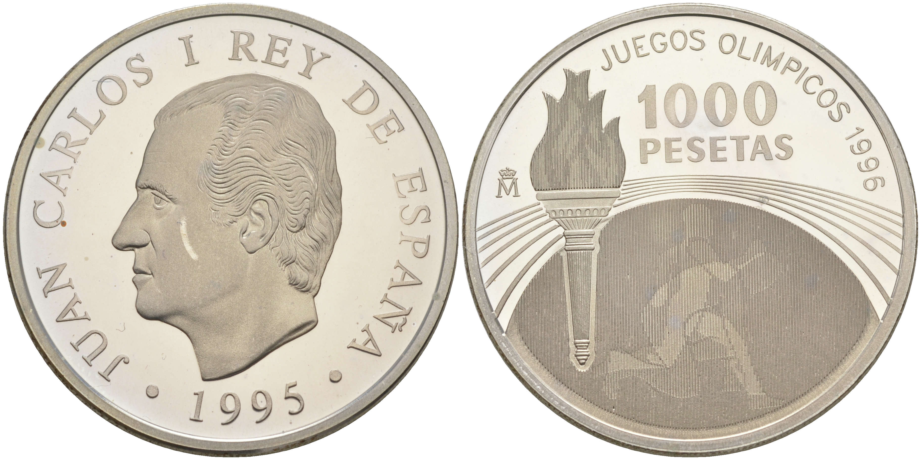 Испания 1000 песет 1995 XXVI олимпийские игры в Атланте 1996 года KM 952 серебро PROOF 1072-8-11