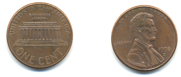 США 1 ЦЕНТ 1998 D ЛИНКОЛЬН KM 201b цинк плакированный медью 179-511