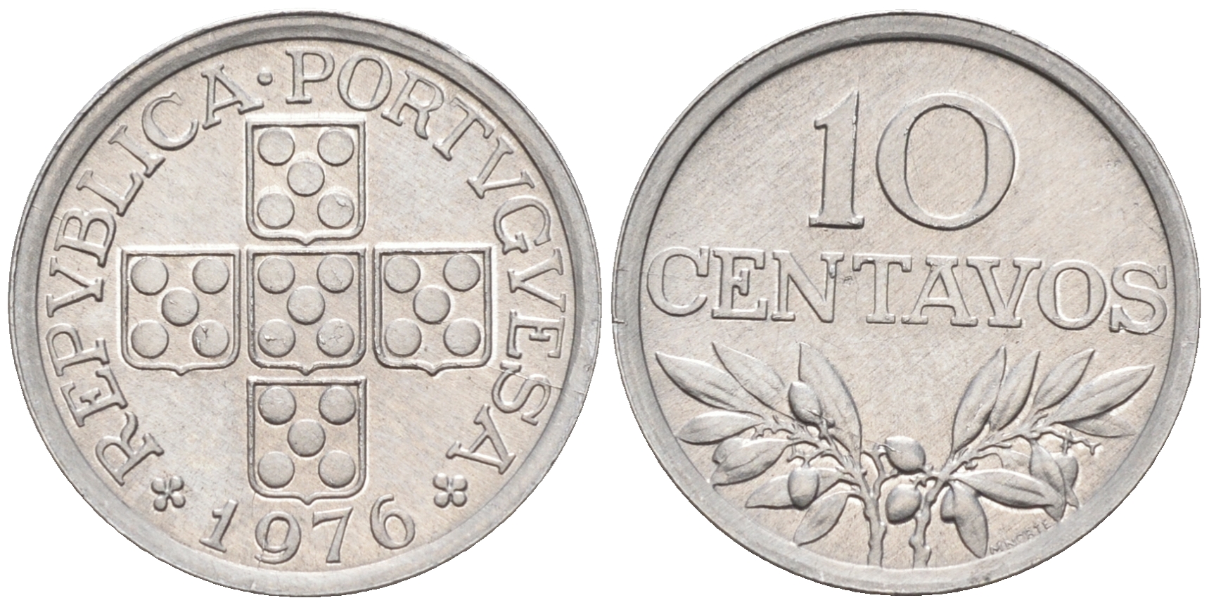 ПОРТУГАЛИЯ 10 СЕНТАВО 1976 KM 594 алюминий UNC 4588-331