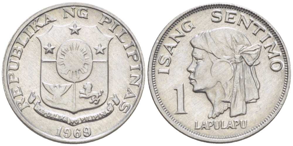 Филиппины 1 сентимо 1969/6 вождь острова Мактан Лапу-Лапу KM 196 алюминий XF 4516-318