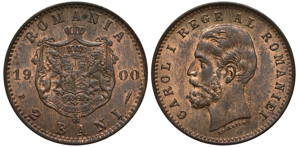 Румыния 2 бани 1900 В, Кароль I (1881-1914) KM 27 медь 441-111