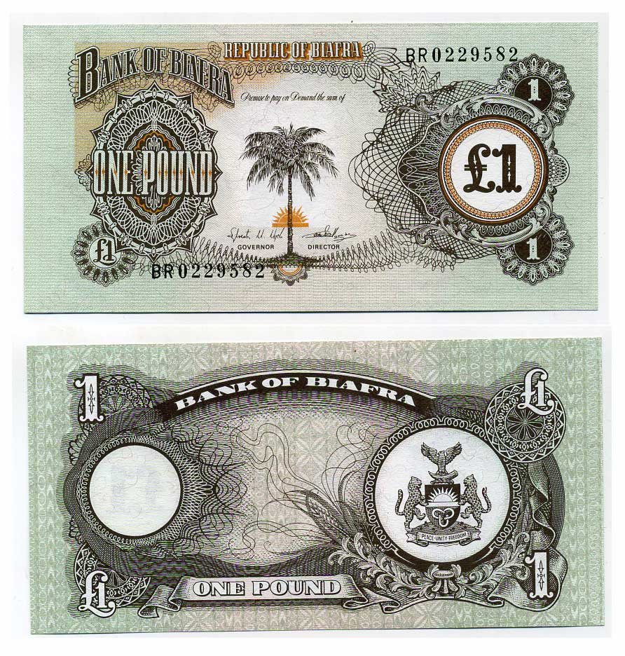 Биафра 1 фунт ND (1969) пальма Pick 5a бумага UNC (пресс) 444-85-1-2