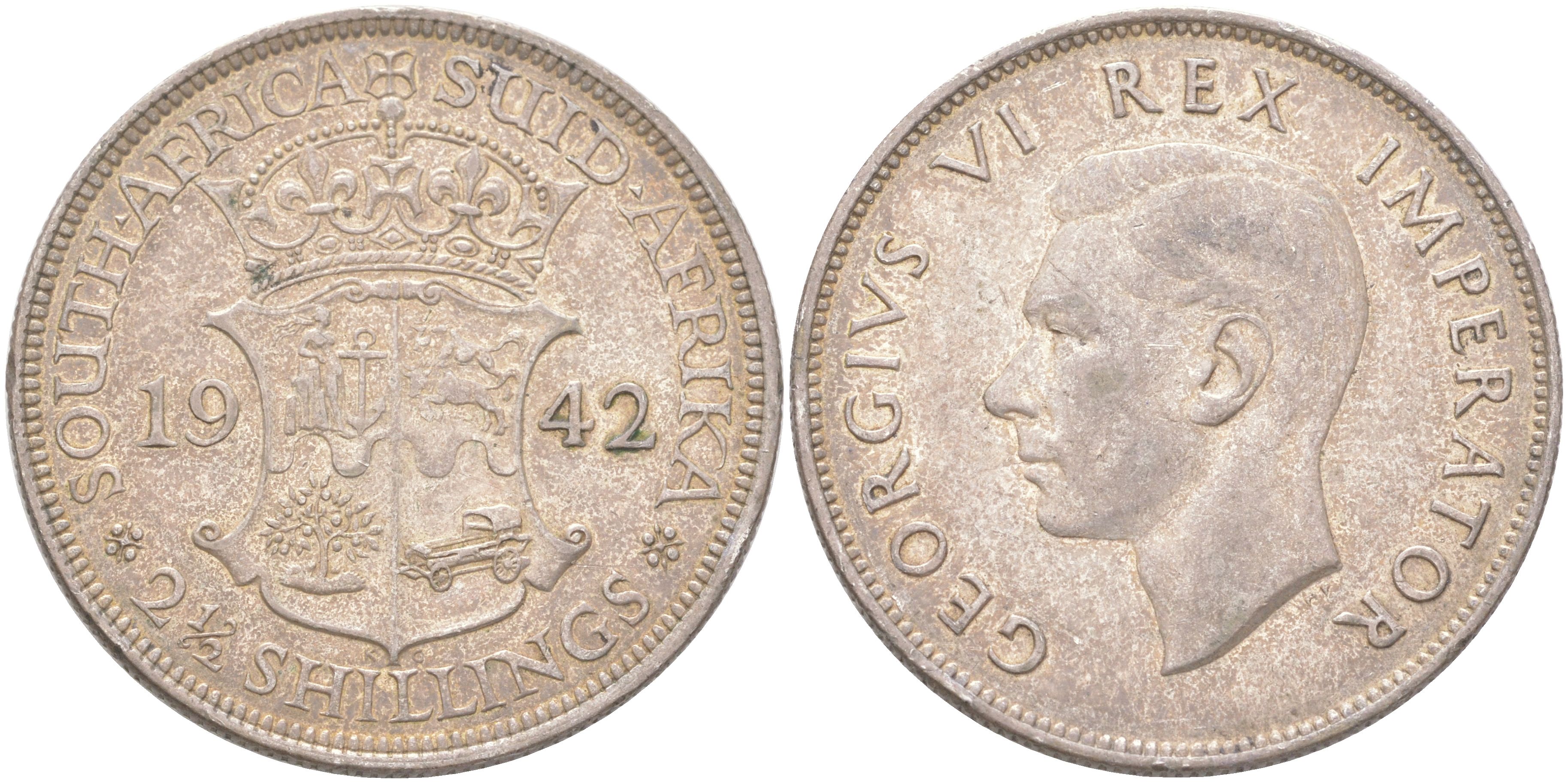 ЮАР 2 1/2 шиллинга 1942 KM 30 серебро 4183-1245