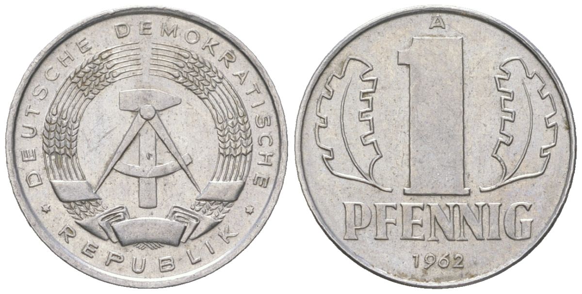 ГДР 1 пфенниг 1962 A KM 8.1 алюминий aUNC 206-511