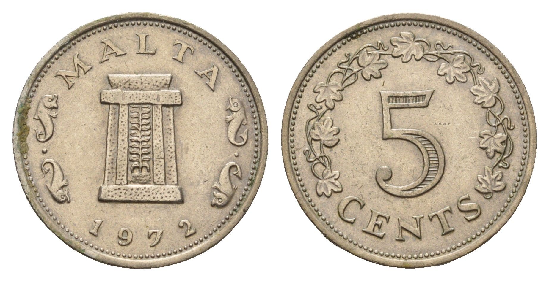 Мальта 5 центов 1972 KM 10 медно-никель 4546-254