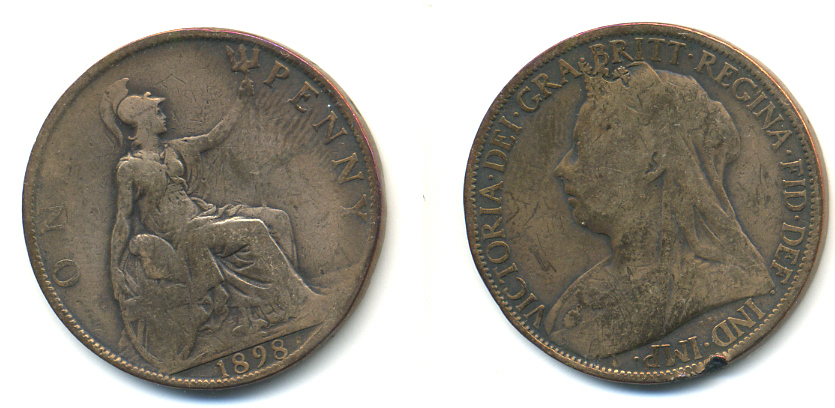 Великобритания 1 пенни 1898 Виктория (1837-1901) KM 790, Spink 3961 бронза 83-531