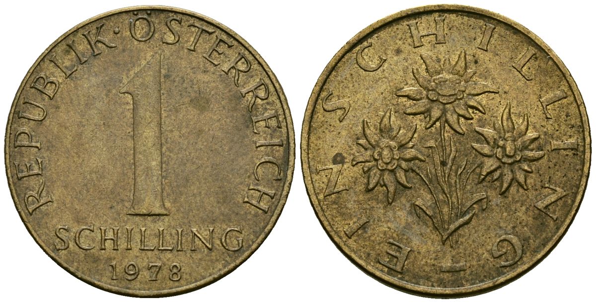Австрия 1 шиллинг 1978 KM 2886 алюминиевая бронза 4138-434