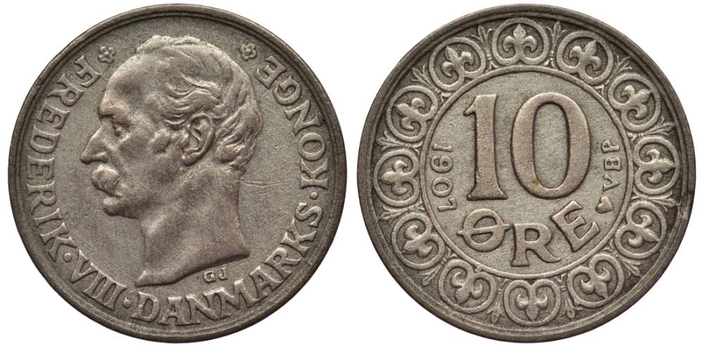 ДАНИЯ 1/5 РИГСБАНКСКИЛЛИНГА 1842 FF, КРИСТИАН VIII (1839-1848) KM 723 (C118) медь 4549-856