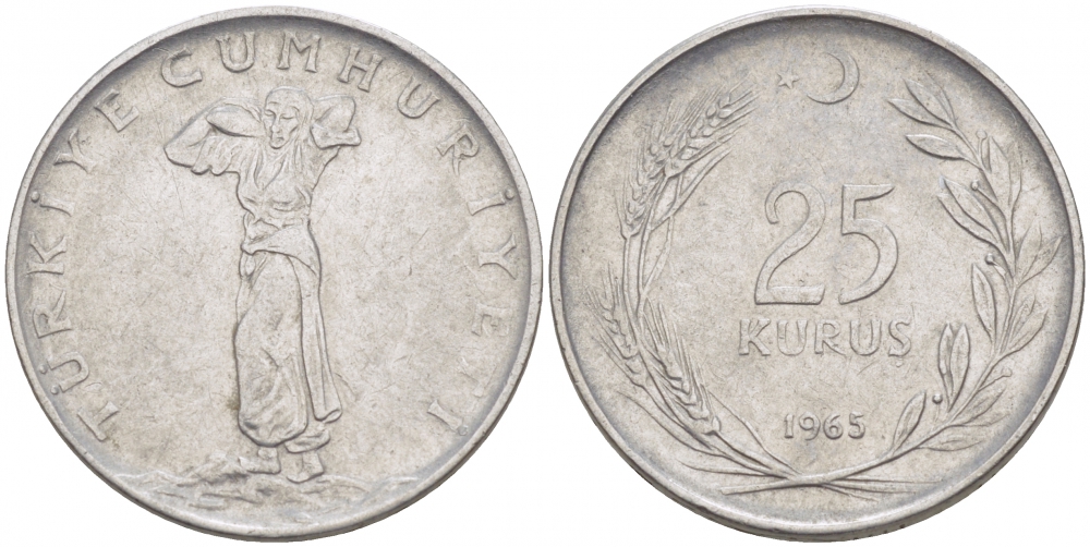 ТУРЦИЯ 25 КУРУШ 1965 KM 892.2 сталь 4529-1212