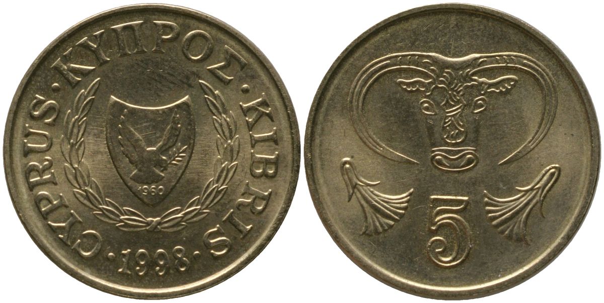 Кипр 5 центов 1998 KM 55.3 никель латунь 4158-561