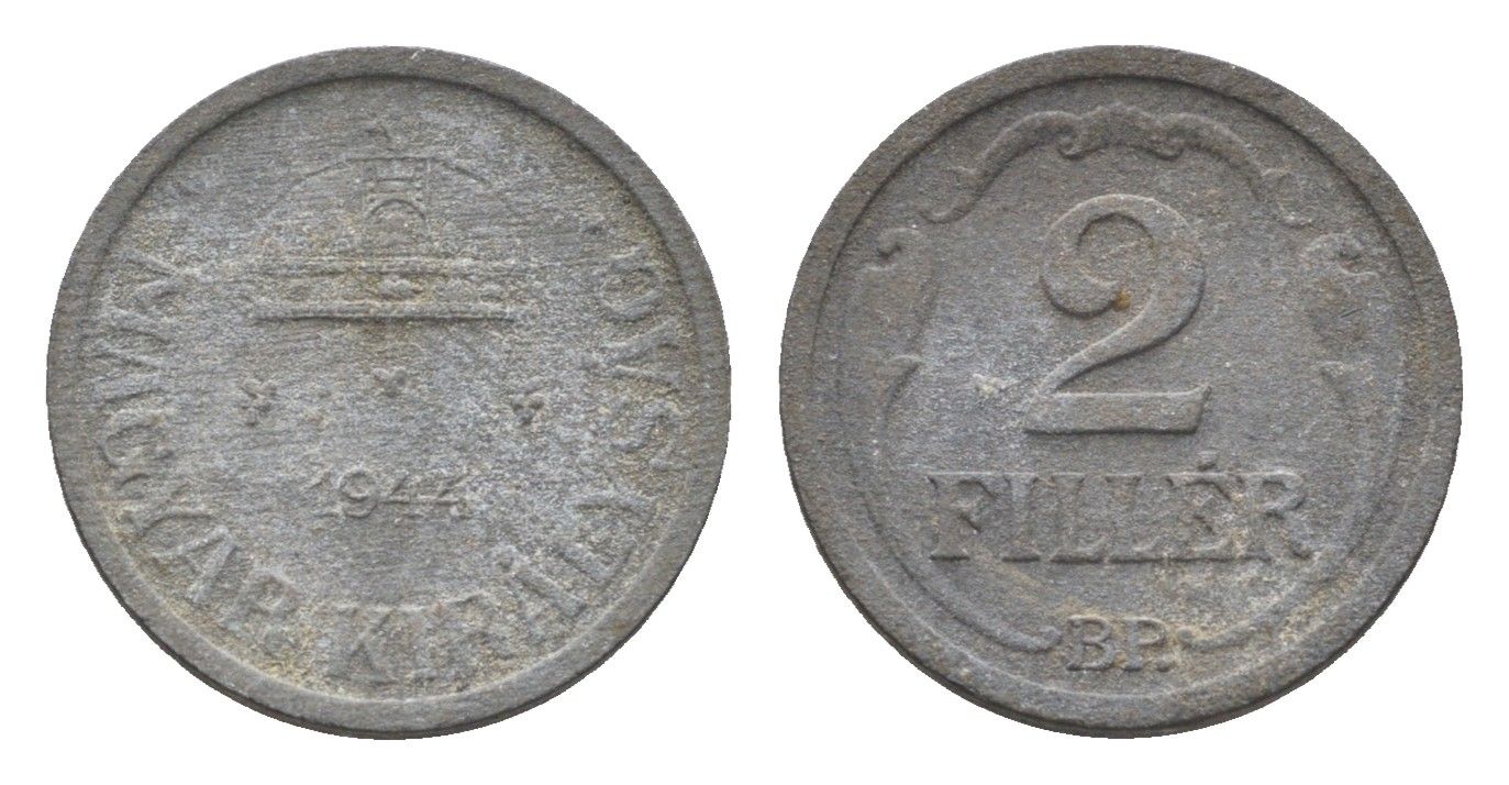 Венгрия 2 филлера 1944 BP KM 519 цинк 4664-916