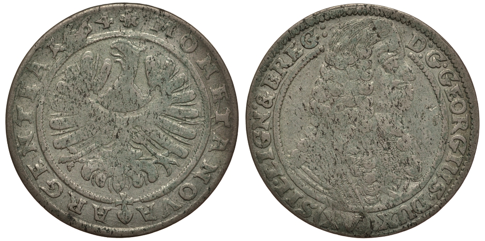 Силезия-Легница-Бжег 15 крейцеров 1664 Георг III (1639-1664), вес 5,94 гр. Fr.u.S. 1860 серебро 1516-642