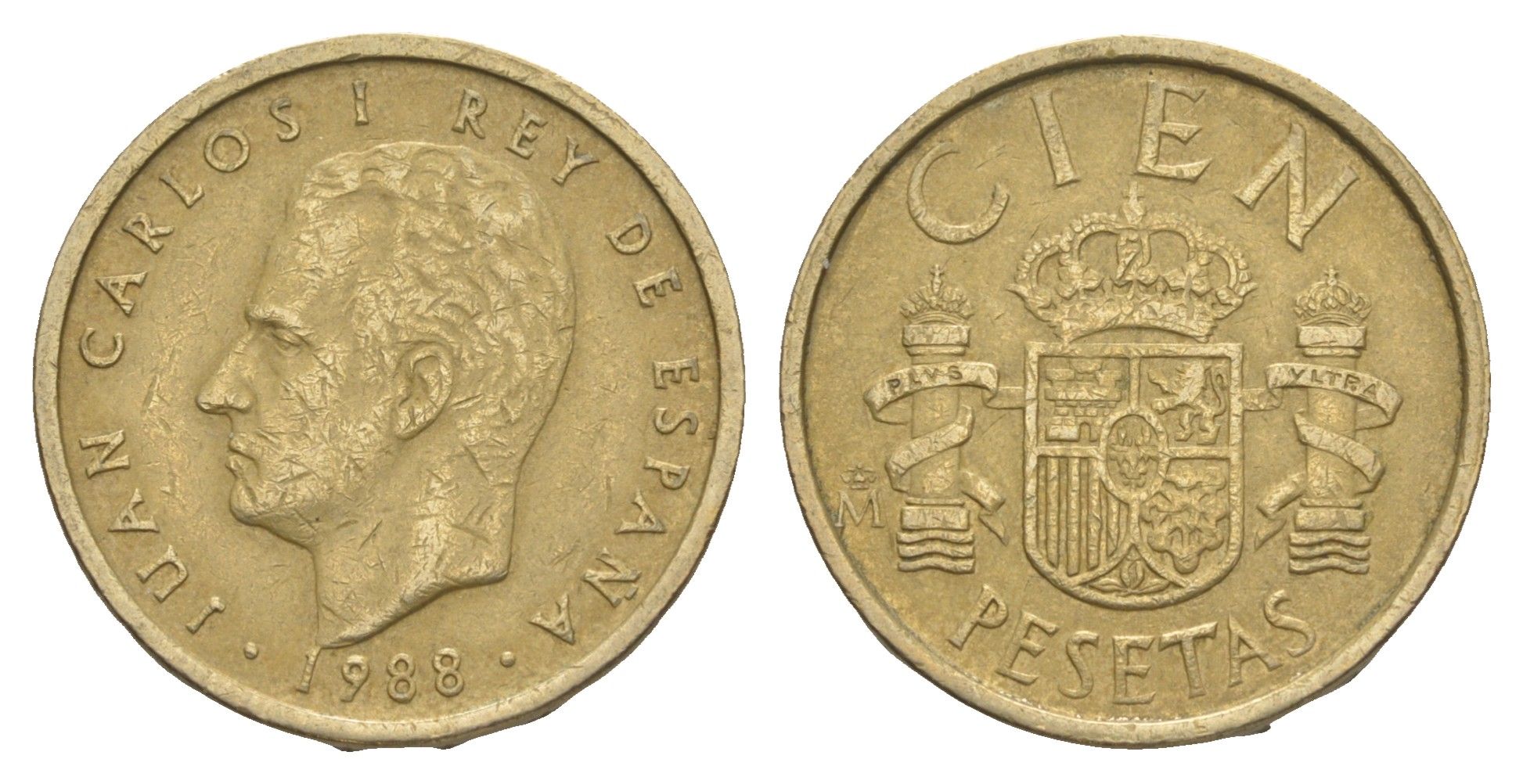 Испания 100 песет 1988 M, Хуан Карлос I (1975-2014) KM 826 алюминиевая бронза 4622-525