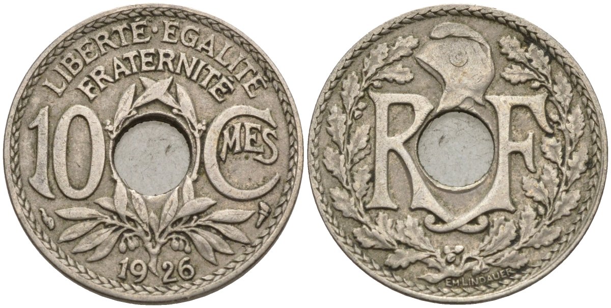Франция 10 сантимов 1926 KM 866a, Le Franc 138.3 медно-никель 4143-945